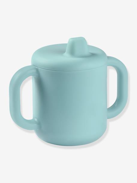 Taza de aprendizaje BEABA de silicona AZUL CLARO LISO+ROSA CLARO LISO 