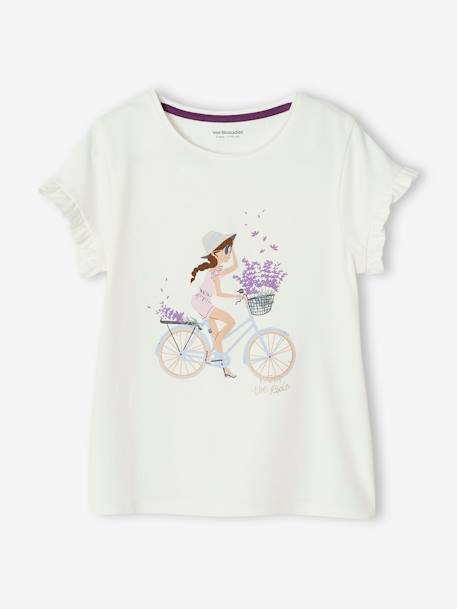 Camiseta con motivo 'à bicyclette' para niña BLANCO MEDIO LISO CON MOTIVOS+crudo+rosa maquillaje+rosa rosa pálido+verde agua 