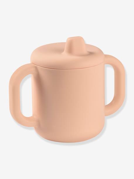 Taza de aprendizaje BEABA de silicona AZUL CLARO LISO+ROSA CLARO LISO 