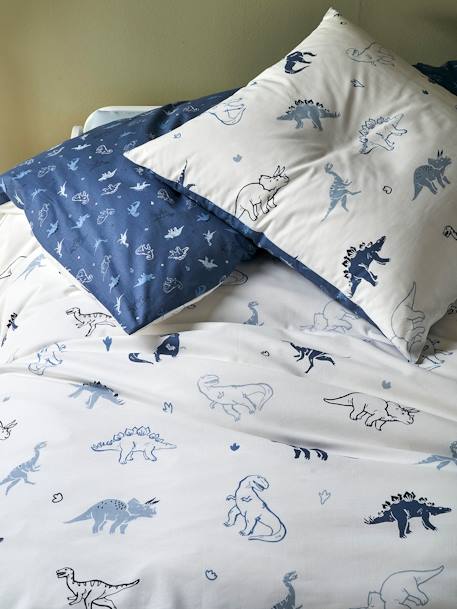 Conjunto de cama con funda nórdica + funda de almohada infantil Hello Dinos, Basics BLANCO CLARO ESTAMPADO 