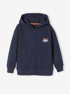 Sudadera con cremallera, capucha, y detalle en el pecho, para niño