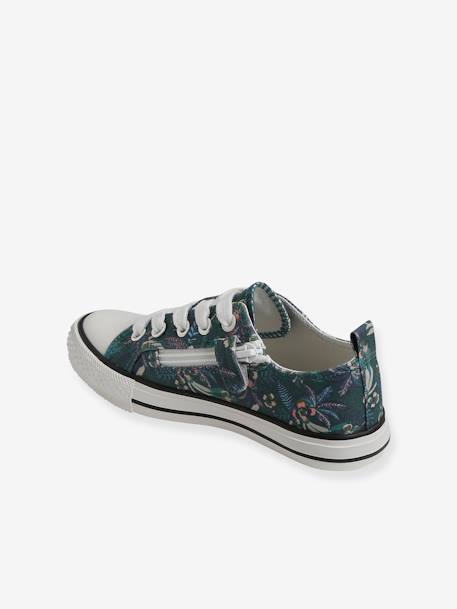 Zapatillas de lona fantasía, para niña blanco estampado+VERDE OSCURO ESTAMPADO 