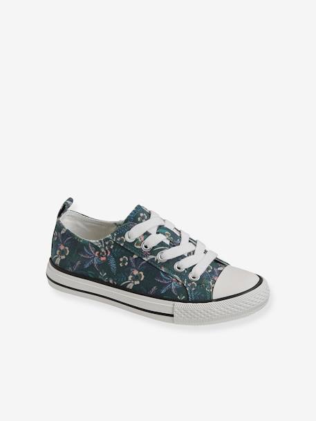 Zapatillas de lona fantasía, para niña blanco estampado+VERDE OSCURO ESTAMPADO 