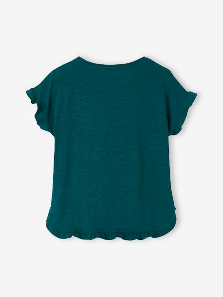 Camiseta de manga corta con lentejuelas verde niña