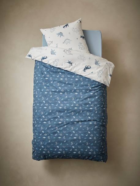 Conjunto de cama con funda nórdica + funda de almohada infantil Hello Dinos, Basics BLANCO CLARO ESTAMPADO 