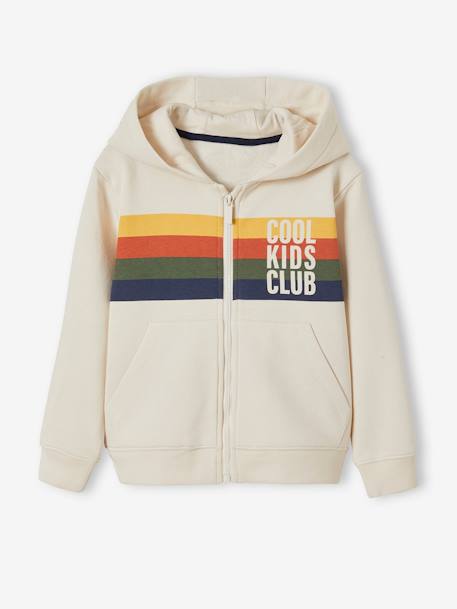 Sudadera con capucha, cremallera y adorno a rayas, para niño azul oscuro+BEIGE CLARO LISO CON MOTIVOS 