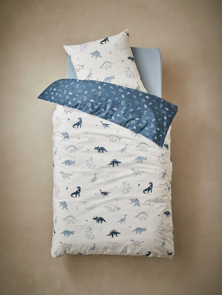 Conjunto de cama con funda nórdica + funda de almohada infantil Hello Dinos, Basics BLANCO CLARO ESTAMPADO 