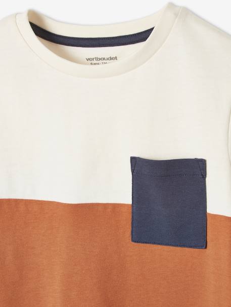 Camiseta colorblock de manga corta, para niño azul azur+AZUL MEDIO LISO CON MOTIVOS+NARANJA MEDIO LISO CON MOTIVOS+VERDE OSCURO LISO CON MOTIVOS 