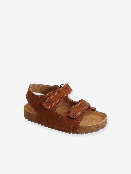 Sandalias con cierre autoadherente de piel para bebé niño beige estampado+MARRON MEDIO ESTAMPADO+rojo 