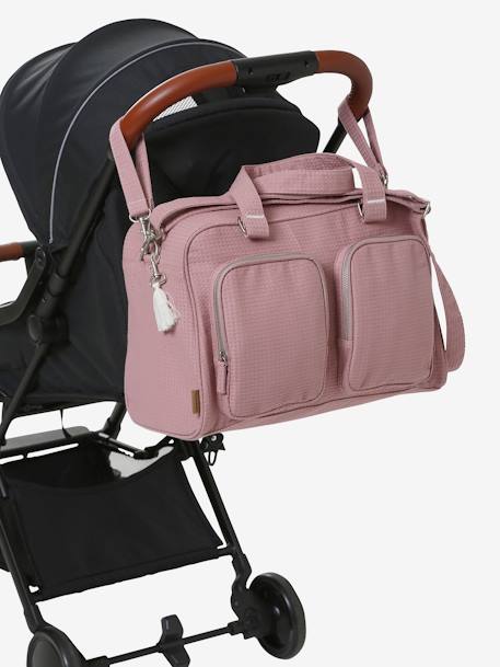 Bolso cambiador con múltiples bolsillos de algodón nido de abeja Family ROSA CLARO LISO 