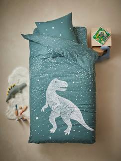 -Conjunto de funda nórdica + funda de almohada con detalles fluorescentes Star T-Rex