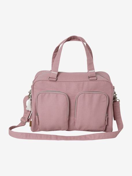 Bolso cambiador con múltiples bolsillos de algodón nido de abeja Family ROSA CLARO LISO 