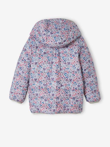 Chaqueta con capucha ligera reversible, para niña 6306+azul oscuro+ROSA FUERTE ESTAMPADO 