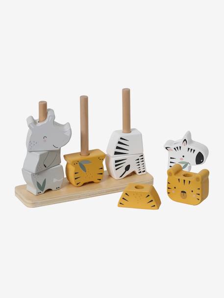 Animales para apilar Selva de madera FSC® BEIGE MEDIO LISO CON MOTIVOS 