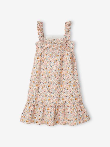 Vestido largo de tirantes con volantes, para niña AMARILLO OSCURO ESTAMPADO+BLANCO CLARO ESTAMPADO+BLANCO MEDIO ESTAMPADO 