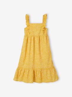 -Vestido largo de tirantes con volantes, para niña