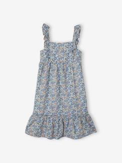 -Vestido largo de tirantes con volantes, para niña