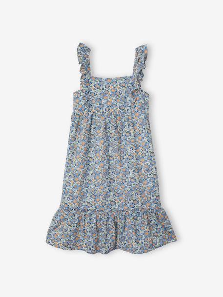 Vestido largo de tirantes con volantes, para niña AMARILLO OSCURO ESTAMPADO+BLANCO CLARO ESTAMPADO+BLANCO MEDIO ESTAMPADO 