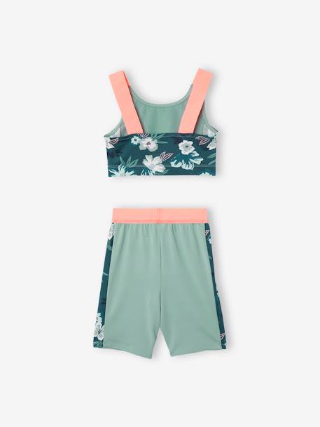 Conjunto deportivo sujetador top y culotte deportivo para niña AZUL OSCURO LISO CON MOTIVOS 