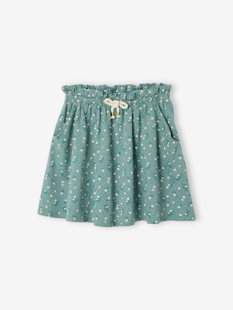 Falda estampada para niña crudo+rayas azul+rosa+verde+verde grisáceo+VERDE OSCURO ESTAMPADO 