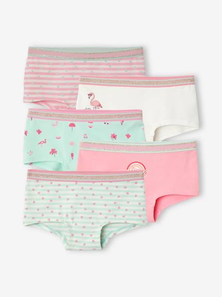 Pack de 5 shorties para niña AZUL CLARO ESTAMPADO 