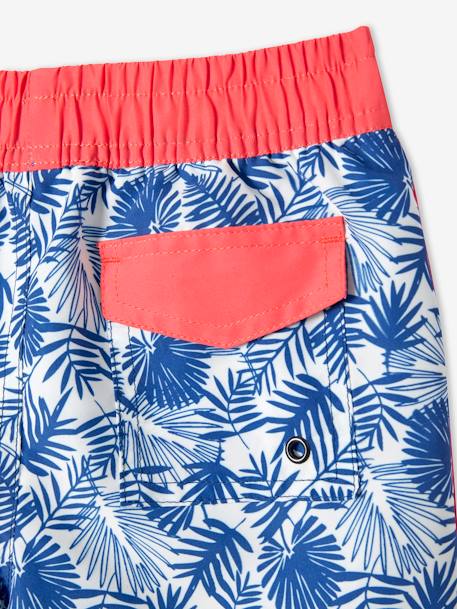 Bañador short estampado de hojas, para niño AZUL MEDIO ESTAMPADO 