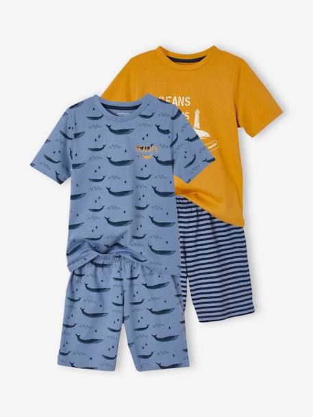 Pack de 2 pijama con shorts Ballenas Oeko-Tex®, para niño AMARILLO MEDIO LISO CON MOTIVO 