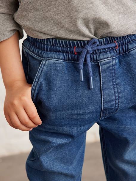 Pantalón de felpa efecto denim, fácil de vestir, para niño AZUL OSCURO LAVADO+denim natural+GRIS CLARO LISO CON MOTIVOS 
