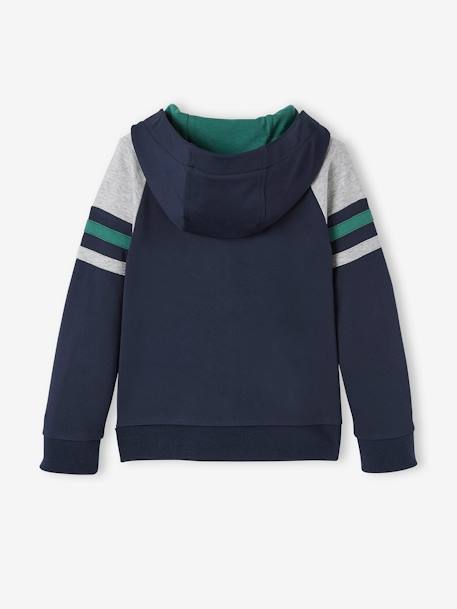 Sudadera con cremallera y capucha deportiva, para niño AZUL OSCURO LISO CON MOTIVOS 