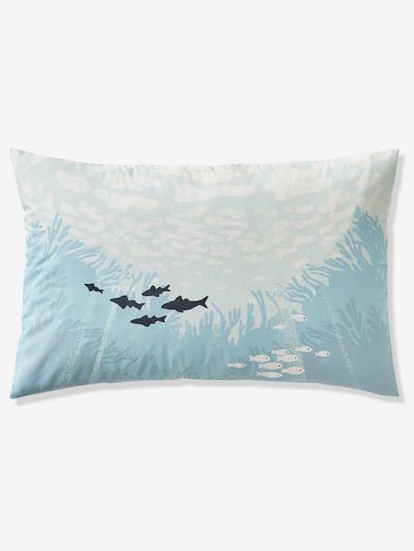 Conjunto de funda nórdica + funda de almohada infantil Deep Ocean AZUL MEDIO LISO CON MOTIVOS 