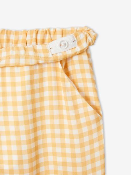 Pantalón pesquero vaporoso y estampado, para niña AMARILLO CLARO A CUADROS 