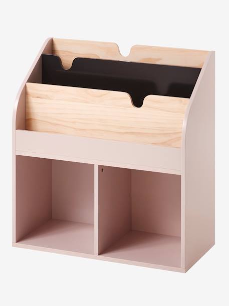 Mueble para organización con 2 compartimentos + estantería librería School BLANCO CLARO LISO+ROSA MEDIO LISO 