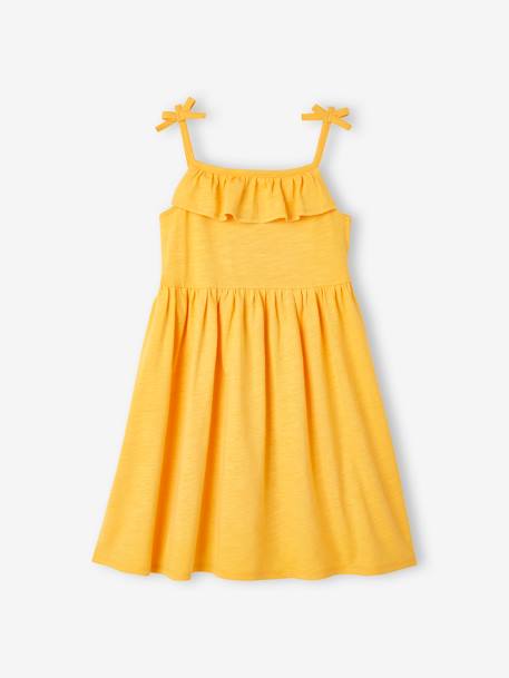 Pack de 2 vestidos de tirantes 1 estampado + 1 liso, para niña AMARILLO MEDIO BICOLOR/MULTICO+fucsia 