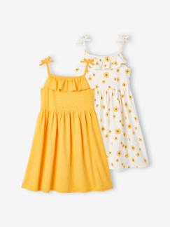 -Pack de 2 vestidos de tirantes 1 estampado + 1 liso, para niña