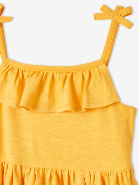 Pack de 2 vestidos de tirantes 1 estampado + 1 liso, para niña AMARILLO MEDIO BICOLOR/MULTICO+fucsia 