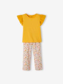 Niña-Conjuntos-Conjunto de camiseta anudada y pantalón vaporoso estampado, para niña