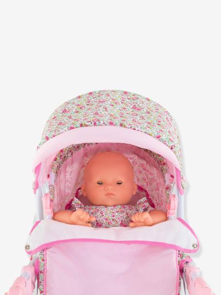 Cochecito COROLLE para muñeca 36/42/52 cm ROSA MEDIO LISO CON MOTIVOS 