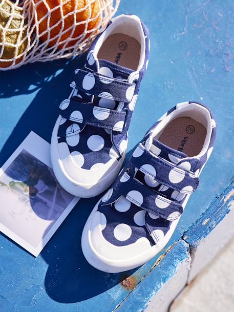 Zapatillas de lona con cierre autoadherente, para niña AZUL OSCURO ESTAMPADO 