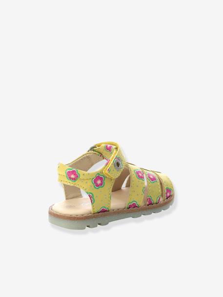 Sandalias de piel para bebé Nonosti Iconique Nonorally KICKERS® AMARILLO MEDIO ESTAMPADO+BLANCO CLARO ESTAMPADO 