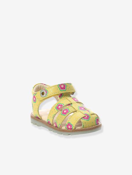 Sandalias de piel para bebé Nonosti Iconique Nonorally KICKERS® AMARILLO MEDIO ESTAMPADO+BLANCO CLARO ESTAMPADO 