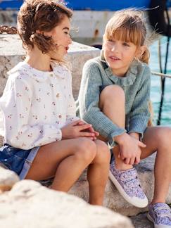 Niña-Camisas y Blusas-Blusa de gasa de algodón con detalles de volantes y motivos estampados, para niña