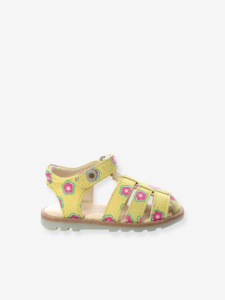 Sandalias de piel para bebé Nonosti Iconique Nonorally KICKERS® AMARILLO MEDIO ESTAMPADO+BLANCO CLARO ESTAMPADO 