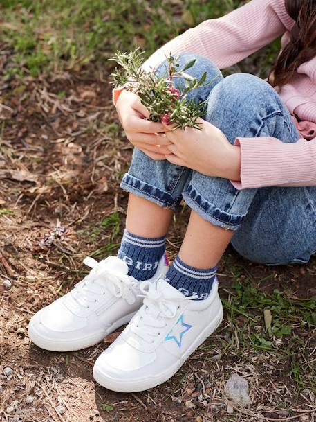 Zapatillas con cordones y cremalleras, para niña BLANCO CLARO LISO 