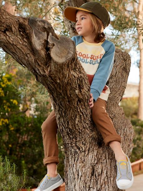 Zapatillas elásticas de tela para niño AZUL MEDIO LISO+GRIS CLARO LISO+VERDE MEDIO ESTAMPADO 