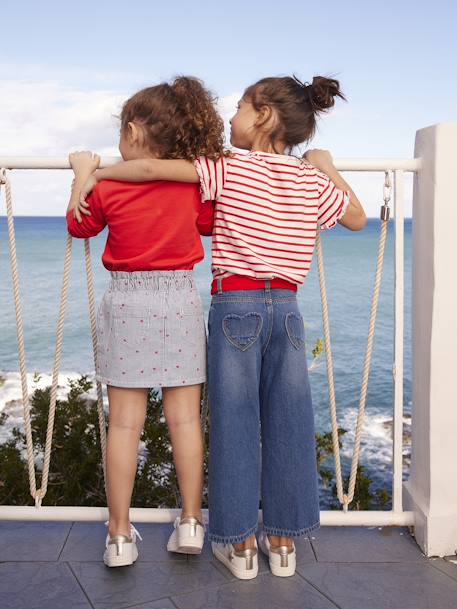 Camiseta a rayas con corazón y lentejuelas, para niña azul claro+azul marino+BLANCO MEDIO A RAYAS+rayas azul 