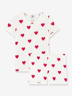 Niña-Pijamas-Pijama con short de manga corta Corazón para niña PETIT BATEAU de algodón orgánico