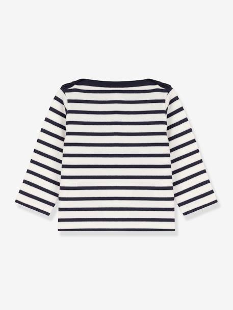 Jersey marinero de manga larga de algodón orgánico para bebé PETIT BATEAU BLANCO MEDIO A RAYAS 