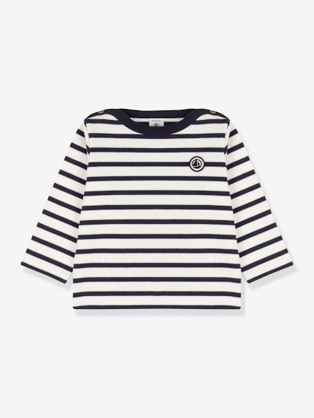 Jersey marinero de manga larga de algodón orgánico para bebé PETIT BATEAU BLANCO MEDIO A RAYAS 