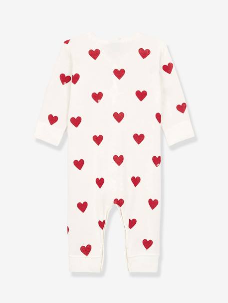 Pelele Corazones de algodón orgánico para bebé PETIT BATEAU BLANCO CLARO ESTAMPADO 