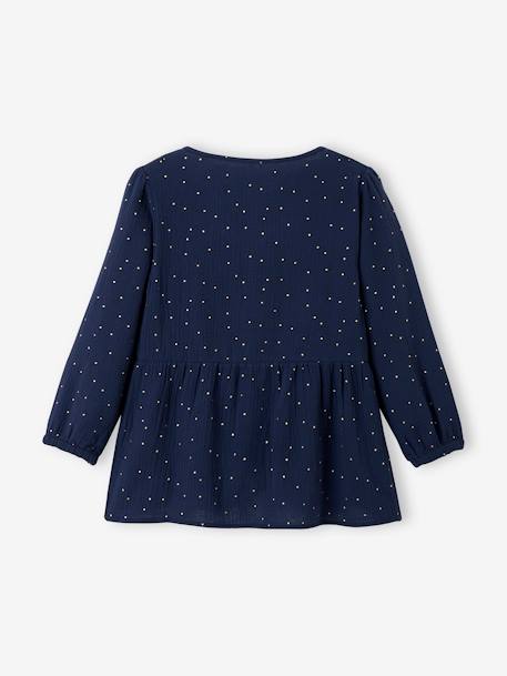 Blusa para embarazo y lactancia de gasa de algodón AZUL FUERTE LISO 